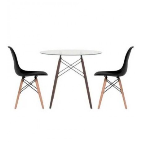 Comedor Cristal Redondo 80cm + 2 sillas